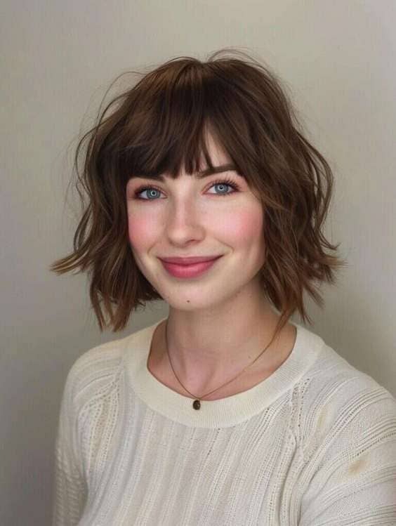 Modern bob haircut with bangs styles for straight, curly, or wavy hair – cute 2025 looks for every face shape